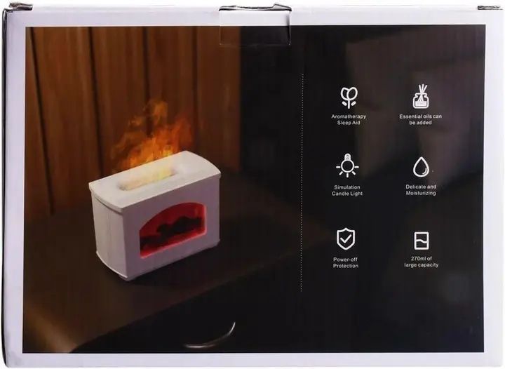 Увлажнитель воздуха Камин с эффектом пламени Fireplace Humidifier 270 мл / Ночник аромадифузор с имитацией огня и светодиодной подсветкой USB 00018577 фото