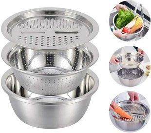Багатофункціональний кухонний набір з нержавіючої сталі 3 в 1 Metal Basket Cutter 00019529 фото