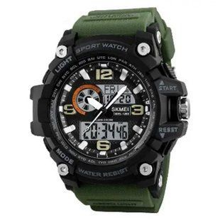 Часы наручные мужские SKMEI 1283AG ARMY GREEN, армейские часы противоударные. Цвет: зеленый 00022032 фото
