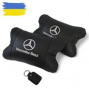 Мерседес 2шт, натуральная кожа, подушки на подголовник для авто с логотипом Mercedes-Benz 00016730 фото