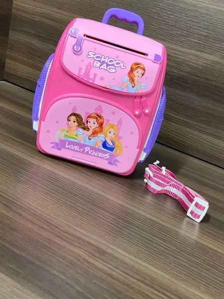 Копилка сейф EL-510-14 LOVELY PRINCESS с отпечатком пальца и кодовым замком банкомат музыкальный Розовый 00016578 фото