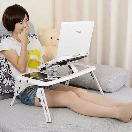 Складаний столик для ноутбука LD-09 E-Table, столик з охолодженням 2 USB кулера, Стіл підставка з вентиляцією 00017620 фото