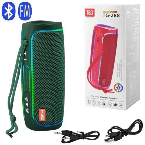 Портативна колонка Bluetooth з LED підсвічуванням TG288, акумуляторна колонка для музики. Колір: зелений 00017229 фото