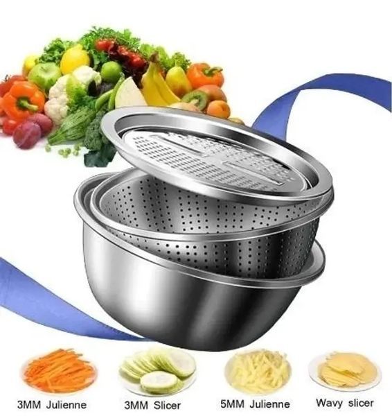 Многофункциональный кухонный набор из нержавеющей стали 3 в 1 Metal Basket Cutter 00019529 фото
