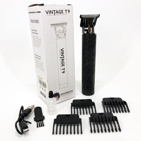 Машинка для стрижки волос Vintage T9-2 BLACK 4 насадки 00014571 фото