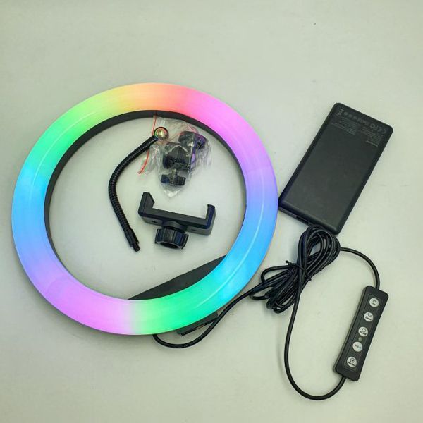 Кольцевая светодиодная лампа RGB LED RING MJ20 20 см с держателем телефона 00023499 фото