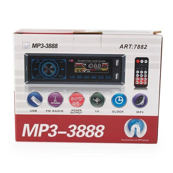 Автомагнітола MP3 3888 ISO 1DIN FM тюнер 4х50W сенсорний дисплей чорний, Bluetooth bluetooth магнітола 00017054 фото