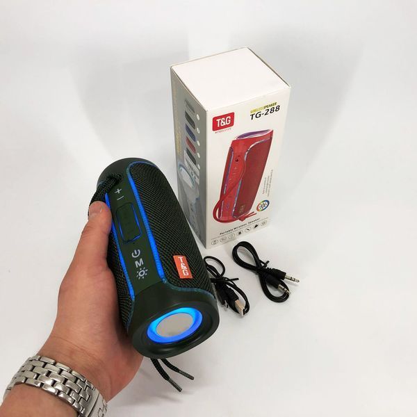 Портативна колонка Bluetooth з LED підсвічуванням TG288, акумуляторна колонка для музики. Колір: зелений 00017229 фото