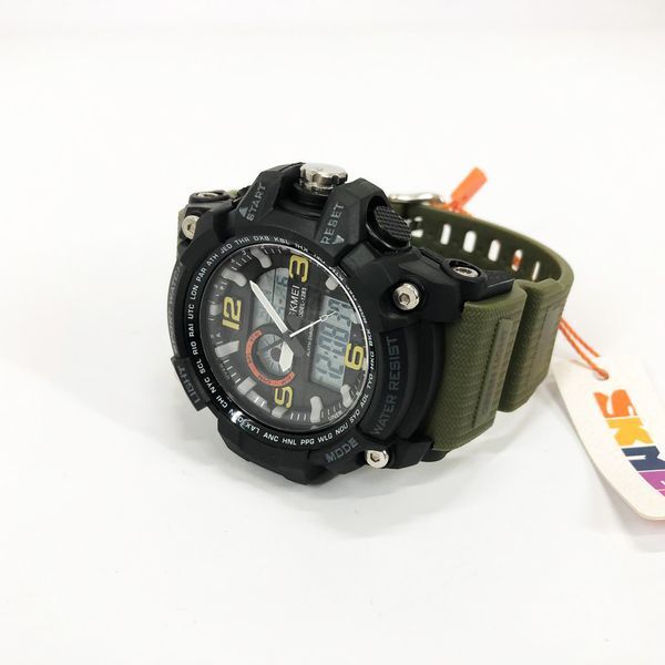 Часы наручные мужские SKMEI 1283AG ARMY GREEN, армейские часы противоударные. Цвет: зеленый 00022032 фото