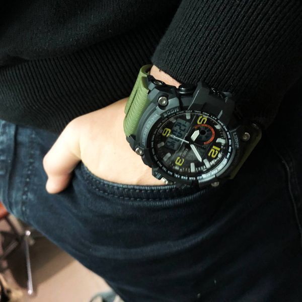Часы наручные мужские SKMEI 1283AG ARMY GREEN, армейские часы противоударные. Цвет: зеленый 00022032 фото