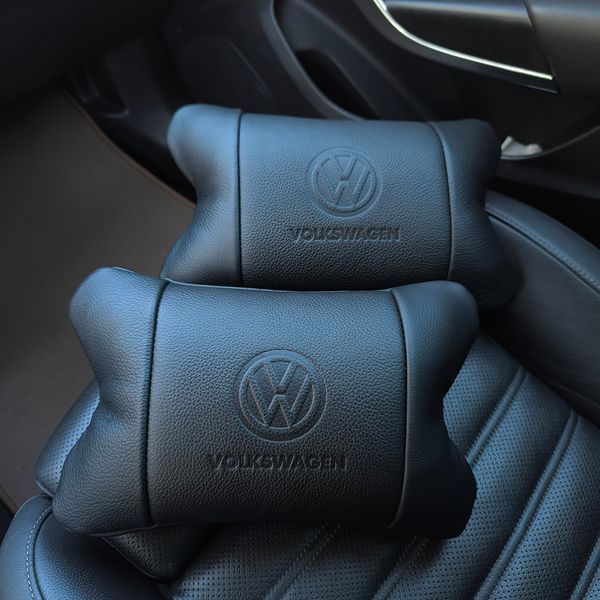 Набір шкіряних подушок 2шт - Volkswagen на підголовник у машину, Автомобільна подушка 00016831 фото