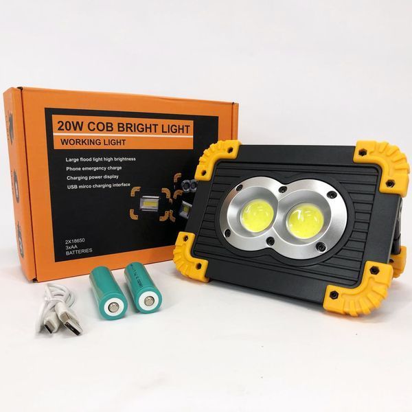 Прожектор светодиодный X-Balog L802-20W-2COB+1W, фонарь прожектор светильник, аварийная лампа 00022918 фото