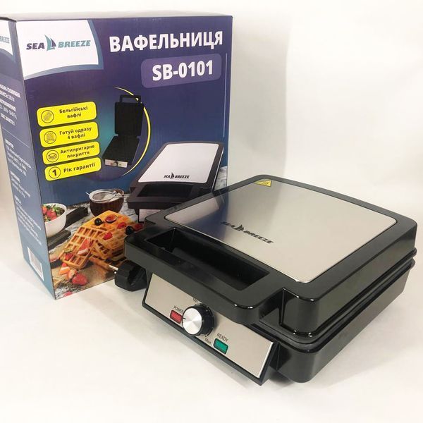 Електровафельниця для бельгійських вафель SeaBreeze SB-0101 1200 Вт, Якісна вафельниця для вафель 00018650 фото