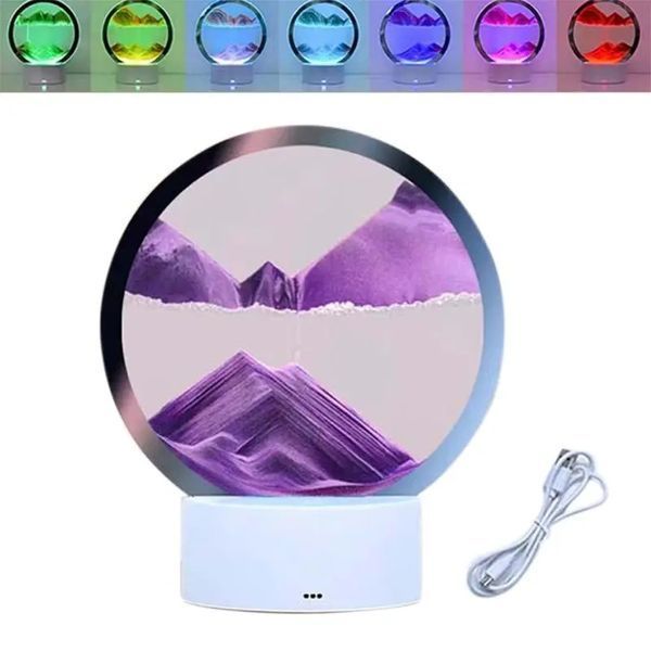 Настільна LED лампа нічник RGB Пісочний годинник 3D Sandscape. Картина Рухомий пісок 00022508 фото