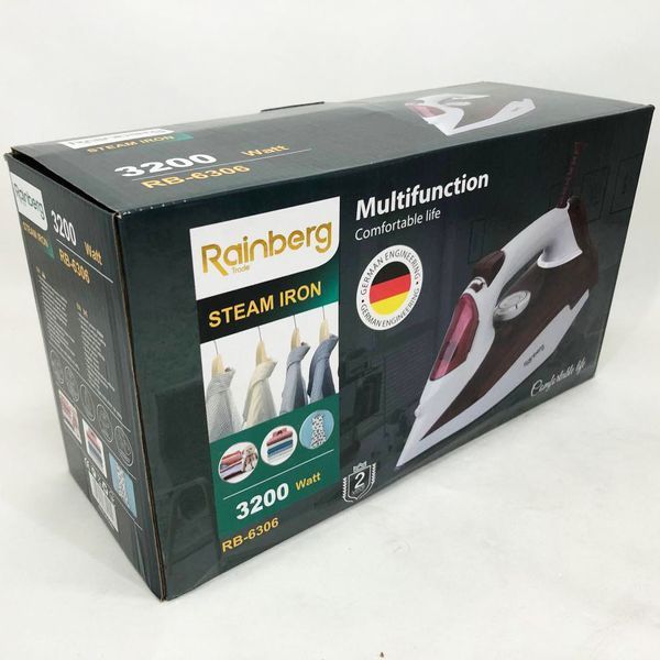 Праска парова Rainberg RB-6306 з керамічним покриттям 3200вт функція самоочищення подачі пари 00013343 фото