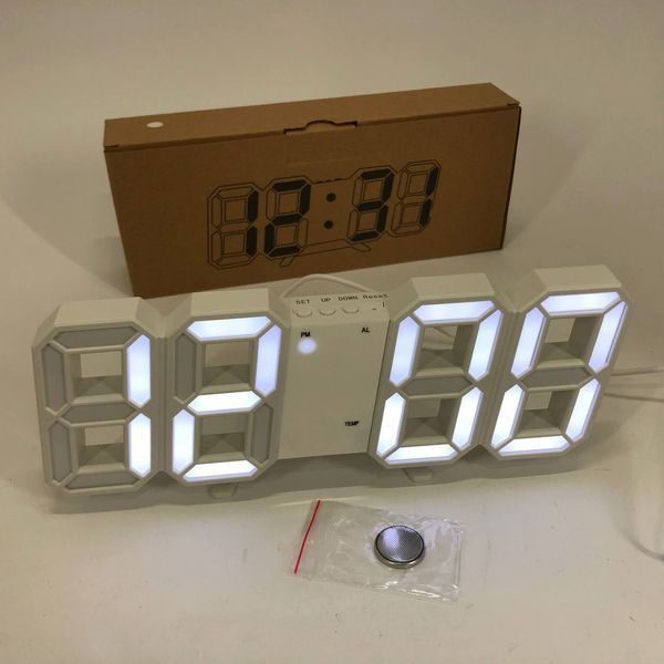 Часы настольные LY-1089 с белой подсветкой LED белые, Часы электронные светящиеся, Электронные часы VST 00012697 фото
