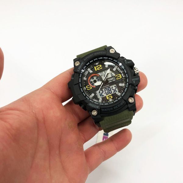 Часы наручные мужские SKMEI 1283AG ARMY GREEN, армейские часы противоударные. Цвет: зеленый 00022032 фото