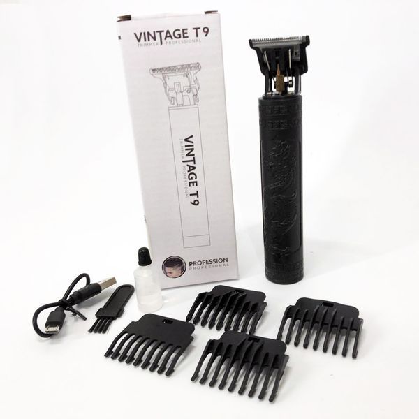 Машинка для стрижки волос Vintage T9-2 BLACK 4 насадки 00014571 фото
