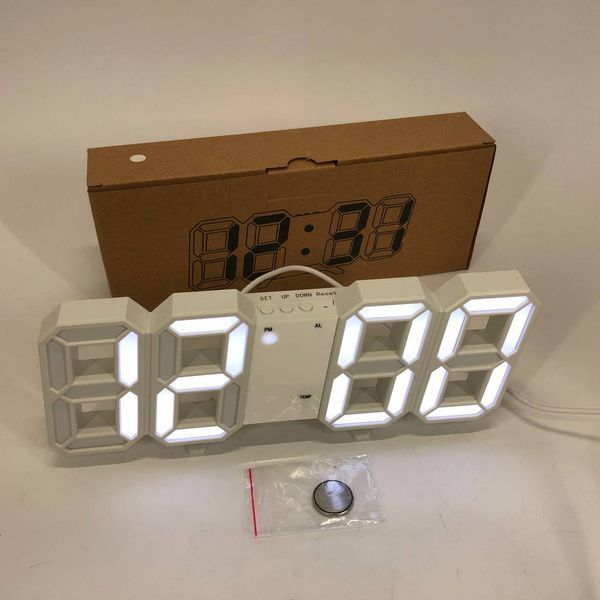 Часы настольные LY-1089 с белой подсветкой LED белые, Часы электронные светящиеся, Электронные часы VST 00012697 фото