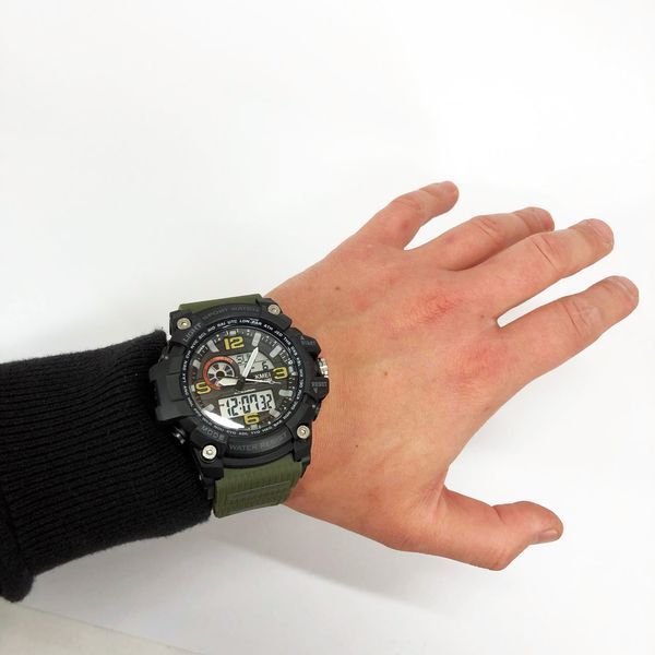 Часы наручные мужские SKMEI 1283AG ARMY GREEN, армейские часы противоударные. Цвет: зеленый 00022032 фото