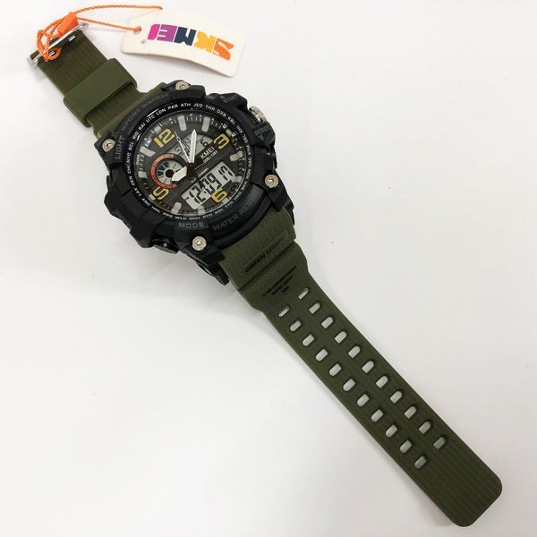 Часы наручные мужские SKMEI 1283AG ARMY GREEN, армейские часы противоударные. Цвет: зеленый 00022032 фото