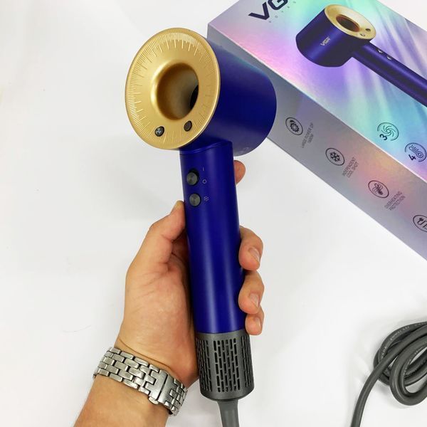 Фен професійний vgr v-445 blue, 3 рівні обдування, 4 рівні температури, 1600 вт 00014867 фото