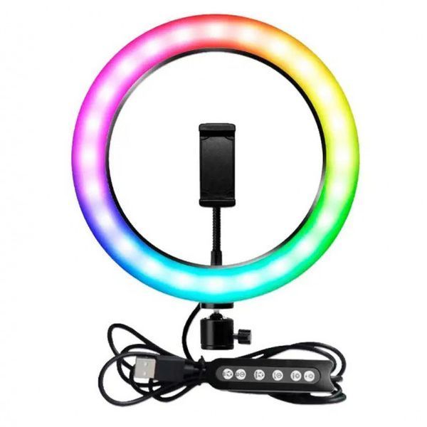 Кольцевая светодиодная лампа RGB LED RING MJ20 20 см с держателем телефона 00023499 фото