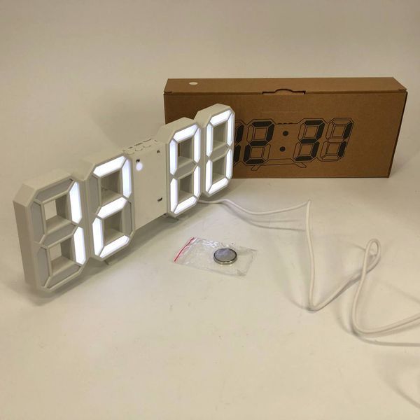 Часы настольные LY-1089 с белой подсветкой LED белые, Часы электронные светящиеся, Электронные часы VST 00012697 фото