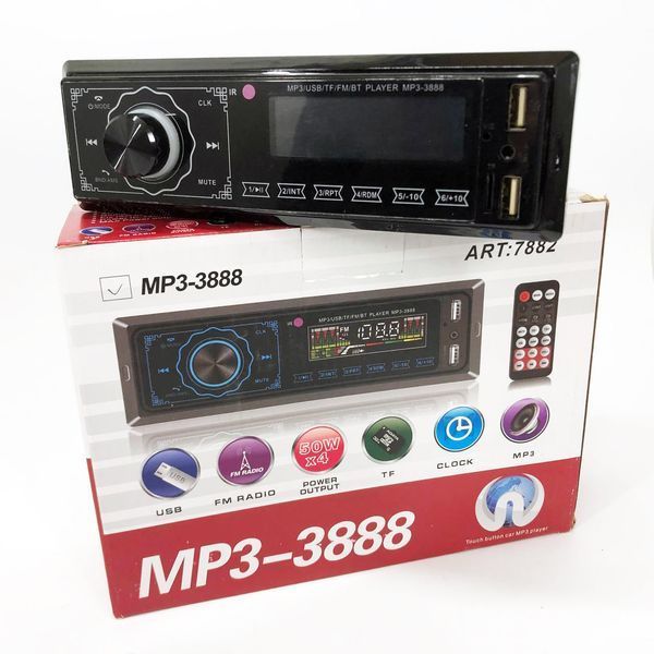 Автомагнітола MP3 3888 ISO 1DIN FM тюнер 4х50W сенсорний дисплей чорний, Bluetooth bluetooth магнітола 00017054 фото