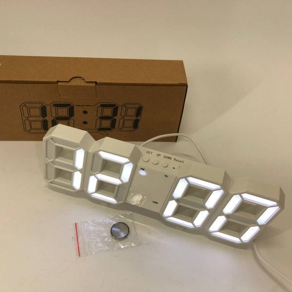 Часы настольные LY-1089 с белой подсветкой LED белые, Часы электронные светящиеся, Электронные часы VST 00012697 фото