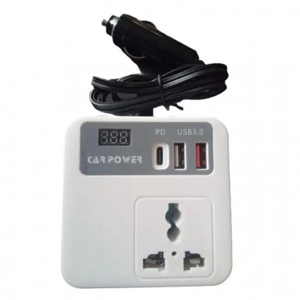 Автомобільний інвертор 12V-220V з USB та Type-C PD, Car Power, з дисплеєм 00022747 фото