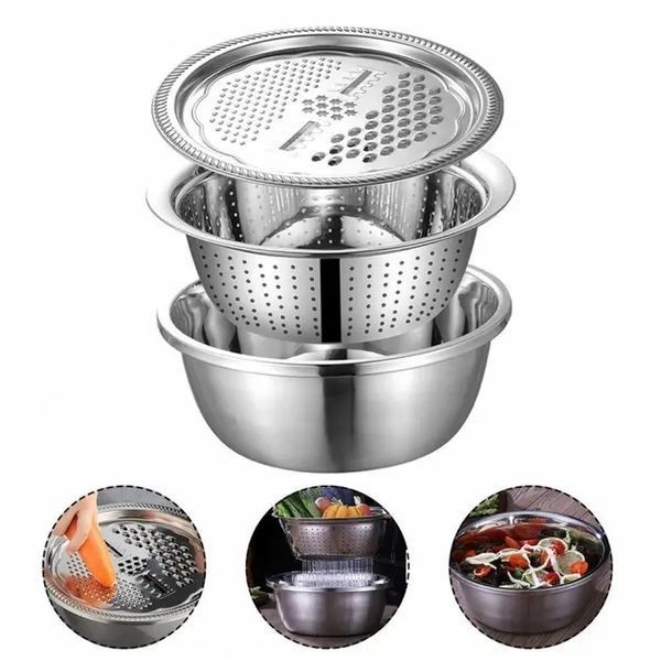 Многофункциональный кухонный набор из нержавеющей стали 3 в 1 Metal Basket Cutter 00019529 фото
