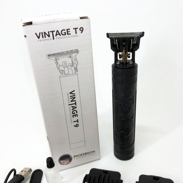 Машинка для стрижки волос Vintage T9-2 BLACK 4 насадки 00014571 фото