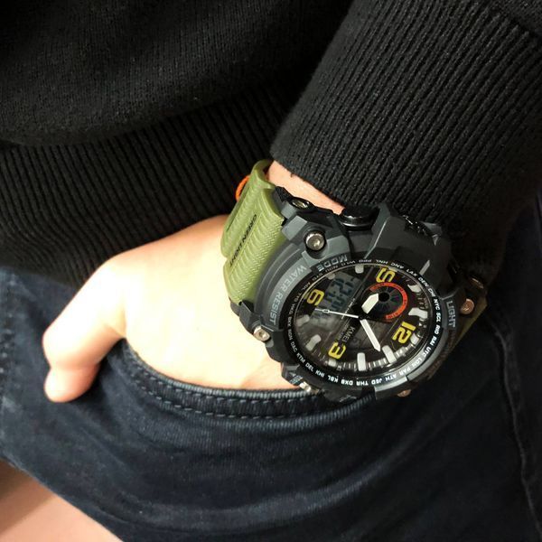 Часы наручные мужские SKMEI 1283AG ARMY GREEN, армейские часы противоударные. Цвет: зеленый 00022032 фото
