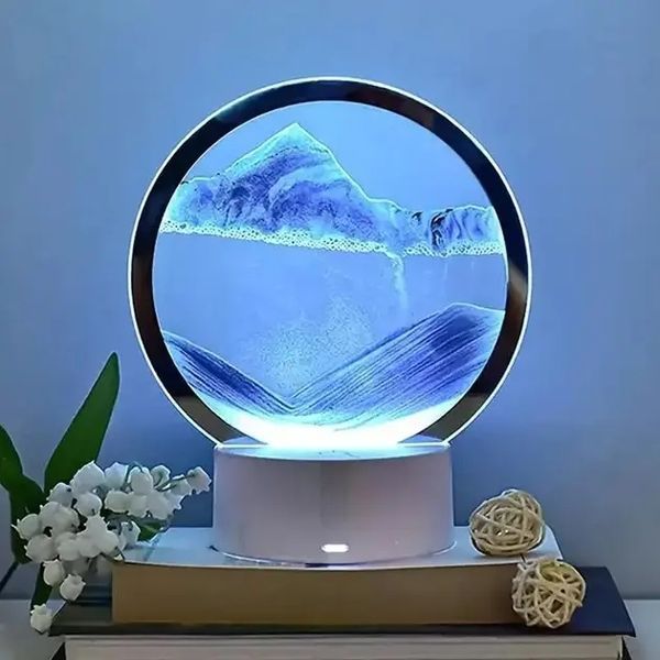 Настільна LED лампа нічник RGB Пісочний годинник 3D Sandscape. Картина Рухомий пісок 00022508 фото