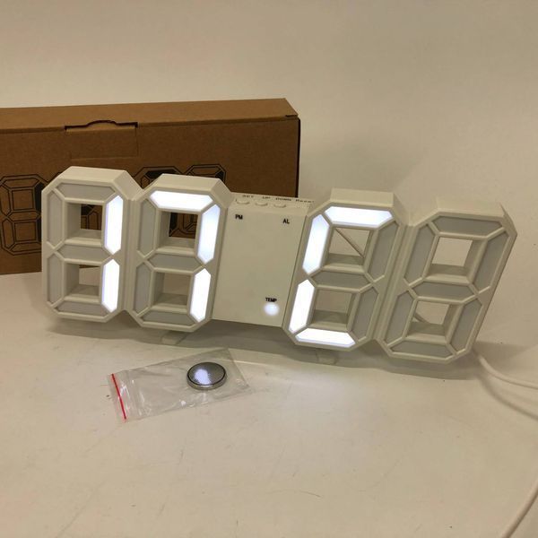 Часы настольные LY-1089 с белой подсветкой LED белые, Часы электронные светящиеся, Электронные часы VST 00012697 фото