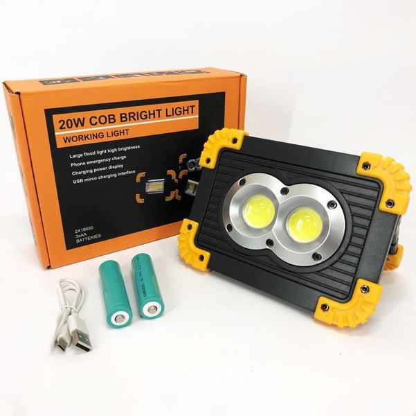 Прожектор светодиодный X-Balog L802-20W-2COB+1W, фонарь прожектор светильник, аварийная лампа 00022918 фото