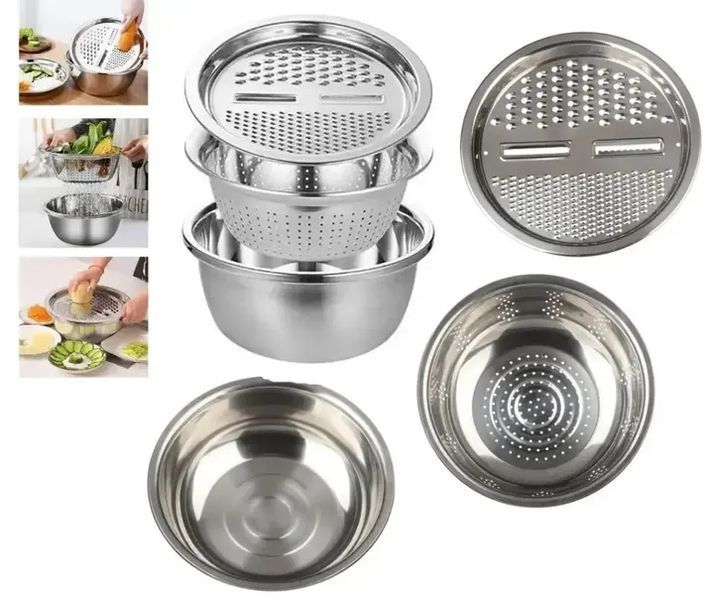 Многофункциональный кухонный набор из нержавеющей стали 3 в 1 Metal Basket Cutter 00019529 фото